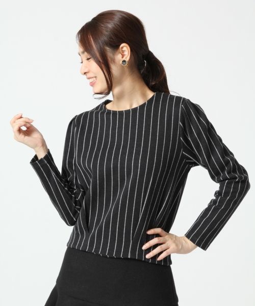 ピンストライプパフプルオーバーロングスリーブ