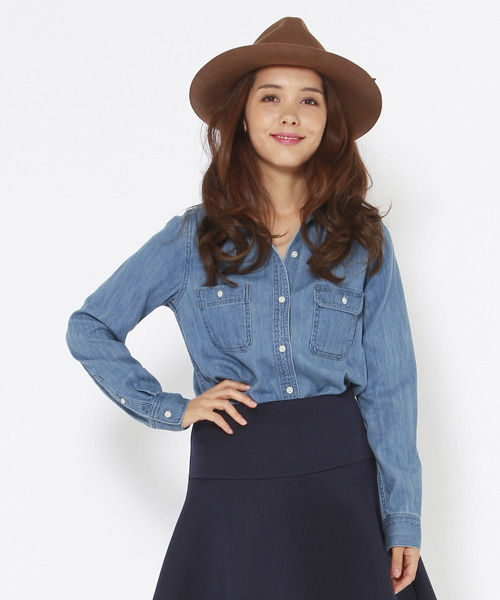 デニムフラップポケットシャツ