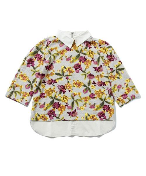 ボタニカルプリントブラウス