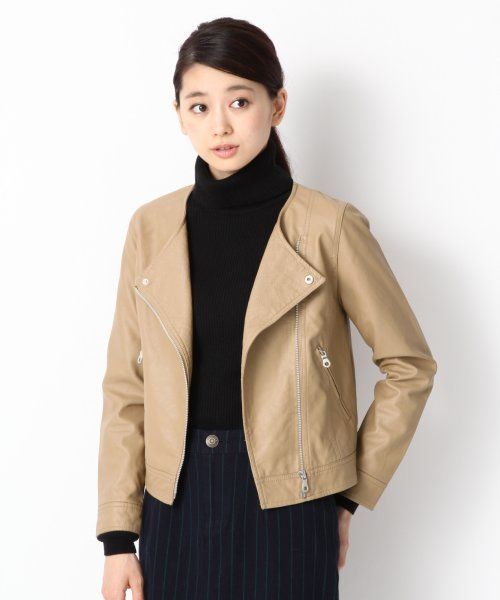 フェイクレザーライダースブルゾン