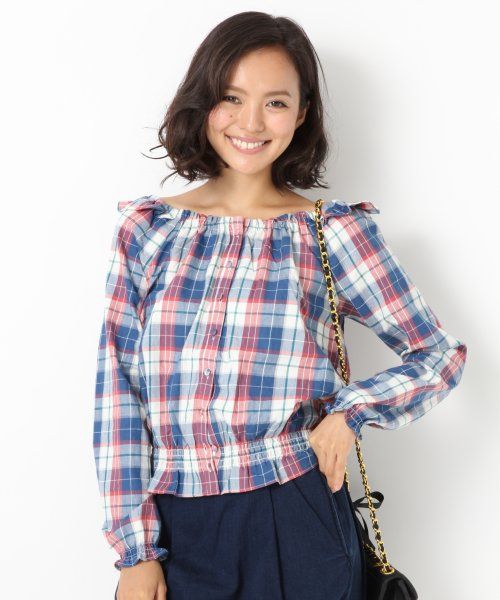 チェックブラウス長袖