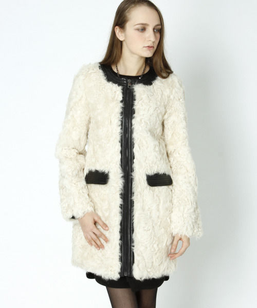 ノーカラーファーコート