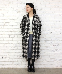 チェックロングチェスターコート