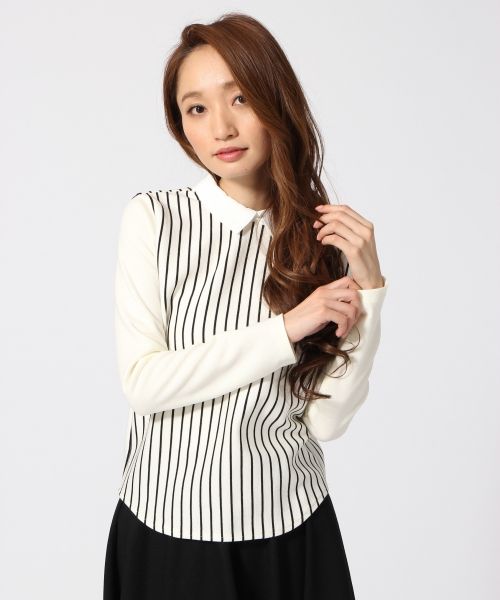 ストライプエリツキプルオーバー