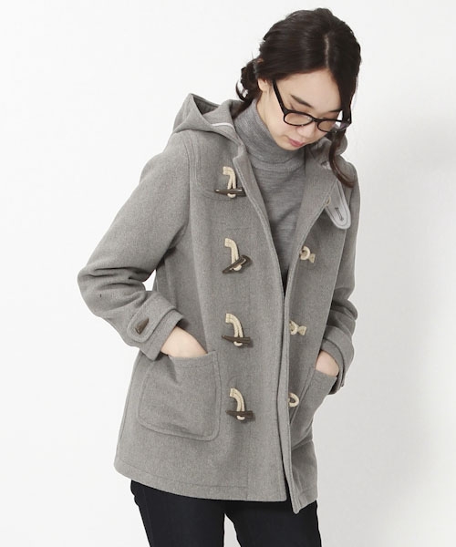 ウール混ヘリンボンダッフルコート