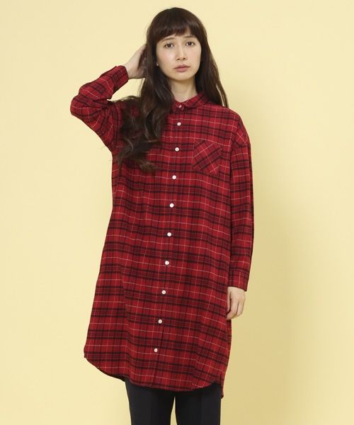 【1/16(金)再値下げ】コットンネルチェックシャツワンピース