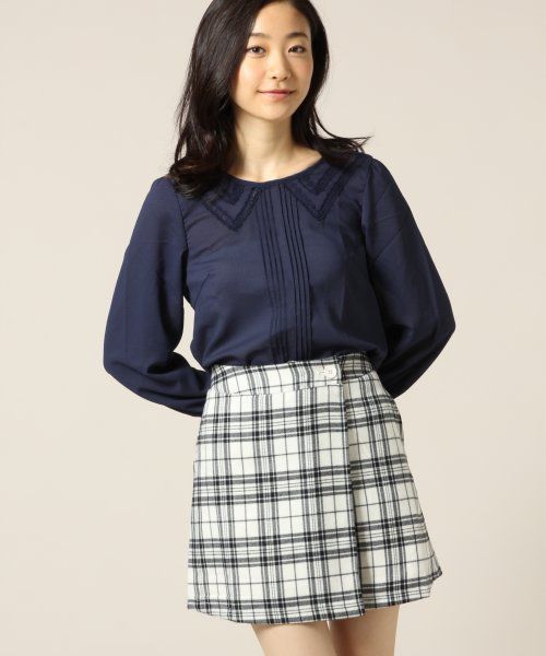 シャギーチェックラップミニスカート