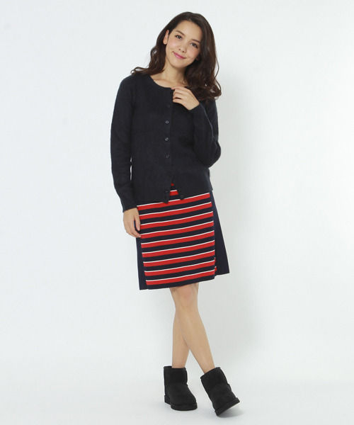 切り替えボーダーニットスカート