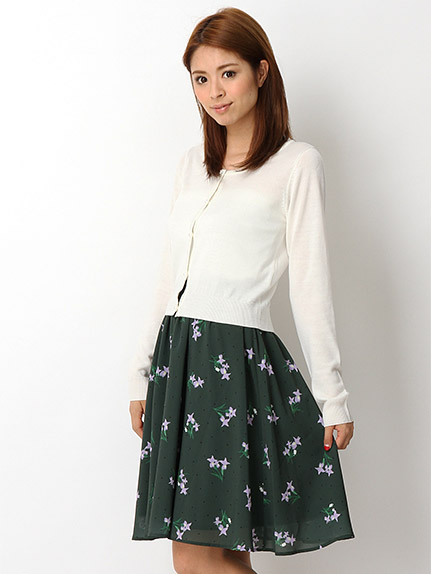 リリー柄フレアースカート