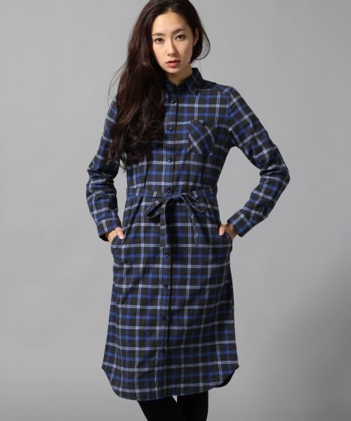 ロングチェックシャツワンピース