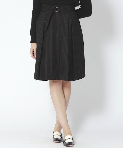 ストライプベルト付きスカート