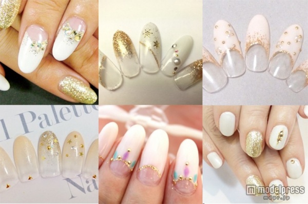 冬の華やかカラーは指先に♪ゴールド×ホワイトのコンビに夢中／画像提供クーポンランド