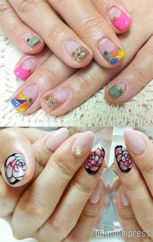 ゴージャスステンドグラス「La Luna」(上)、ローズ柄ネイル「Angevogue 銀座店」(下)/画像提供クーポンランド