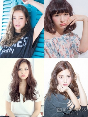 “外国人風アッシュブラウン”「Beltil」担当・さん“スウィートミディ”「hair design collet」担当・小林 愛さん“メルティベージュ”「Gemma」担当・KAGIYAさん“ピンクグレージュ”「Lond」担当・川瀬 政雄さん（左上から時計回り）