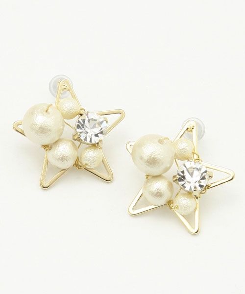 コットンパールBIGスターピアス