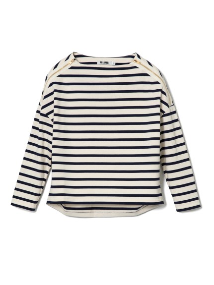 STRIPED SHOULDER ZIP TOP