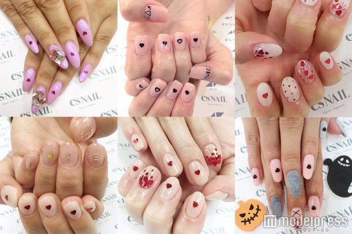 “センター小さめ”がポイント！ハートネイル6選／画像提供esNAIL