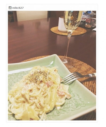 ゼンパスタで作ったカルボナーラ/mlkc827さんInstagramより