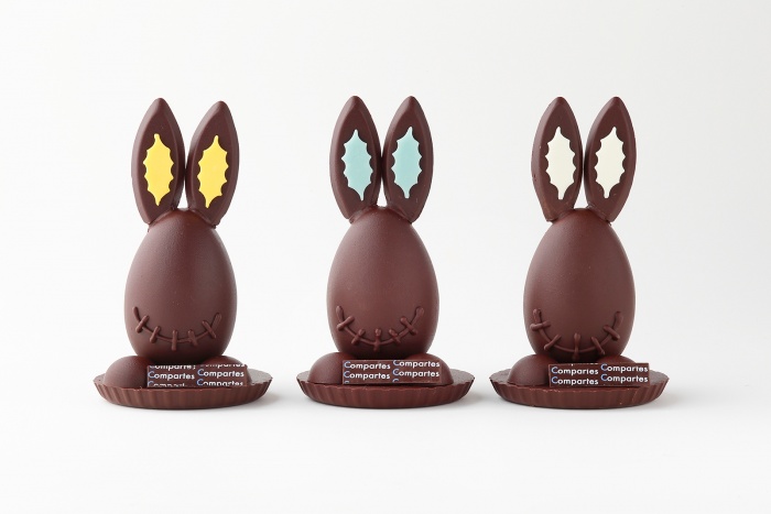 バニーエッグS（左から）イエロー、コンパーテスブルー、ホワイト／画像提供：Compartes chocolatier