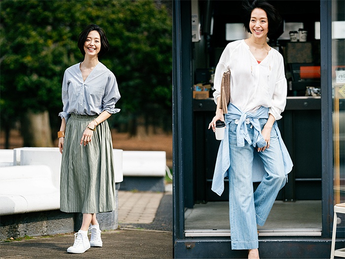 安定の人気を誇る“ノーカラーシャツ”で上品＆女性らしさUP！（C）TOPLOG