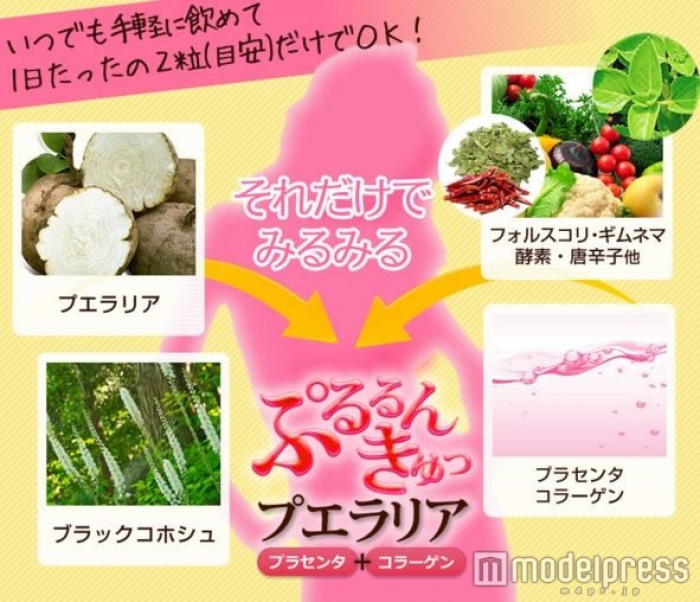 6つのこだわり成分で「美バスト」「美くびれ」「ぷるぷる美肌」の女性らしいメリハリボディが目指せる