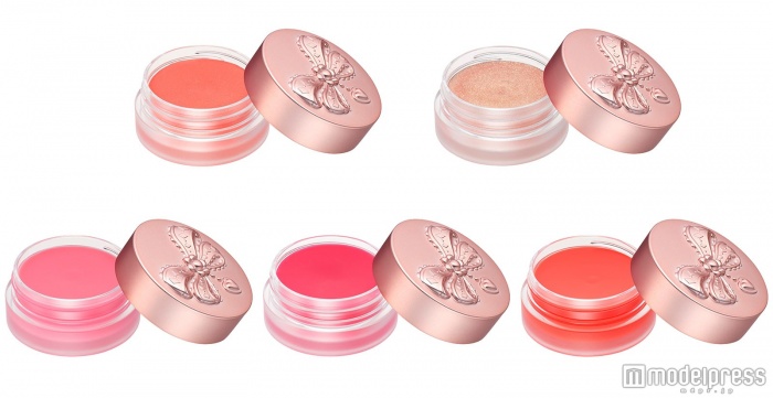 ティンテッド リップ バーム N(新商品)/(上段左から)01シャイニーオレンジ・02シャイニーベージュ(下段左から)03キャンディピンク・04ネオンピンク・05珊瑚レッド/2,000円(税抜)/画像提供レ・メルヴェイユーズ ラデュレ