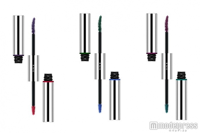 「Wカラーマスカラ」(左から)EX-01 パープルレッド・EX-02 グリーンマリン・EX-03 ラズベリーターコイズ/各4,000 円(税抜)/画像提供:RMK