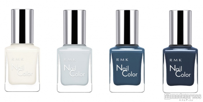 「ネイルカラー EX」/(左から)EX-47 ミルキーサマー・EX-48 アイスグレー・EX-49 インディゴブルー・EX-50 ダークネイビー/各1,500 円(税抜)/画像提供:RMK