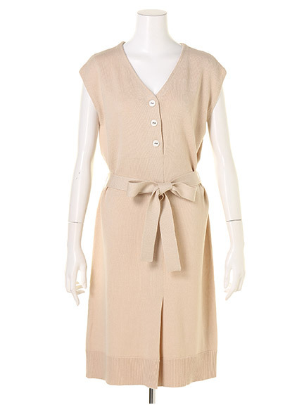 ロングベスト風ニットワンピース