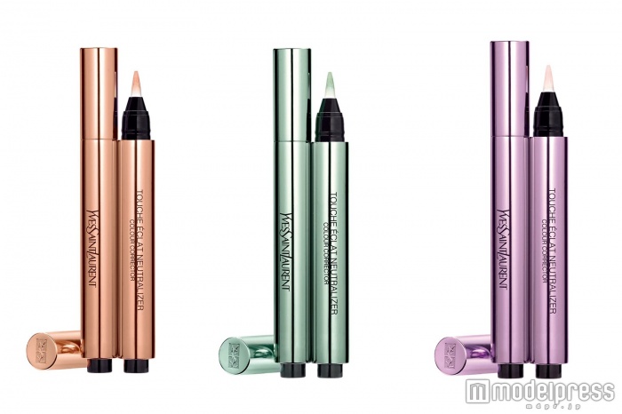 「ラディアント タッチ ニュートラライザー」（左から）No．1 アプリコット・No．2 グリーン・No．3 ヴァイオレット／本体価格 5,500円＋税／画像提供：イヴ・サンローラン・ボーテ