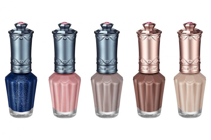 ネイルラッカーR／（左から）「starry navy」「blush pink」「petal gray」「warm brown」「healthy beige」／各1,500円（税抜き）／画像提供：JILL STUART