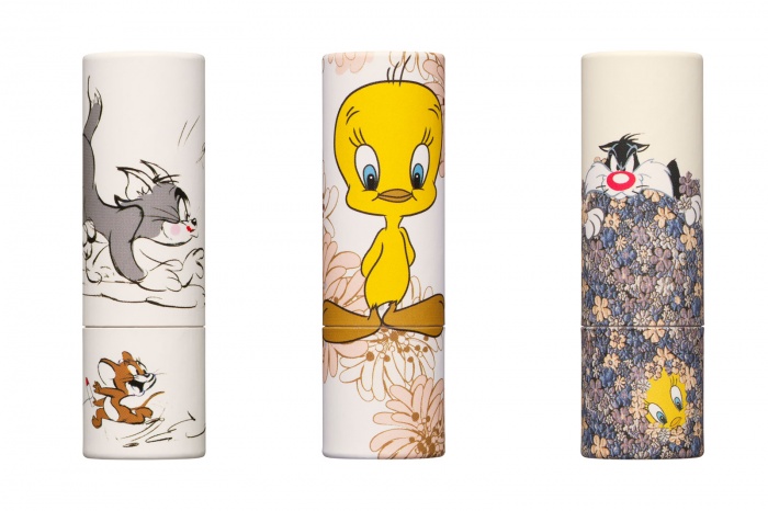 「ポール ＆ ジョー リップスティック ケース WB」3種（左から）001、002、003／各￥1,000（税抜）／LOONEY TUNES and all related characters and elements © & ™ Warner Bros. Entertainment Inc. (s16)<br />
TOM AND JERRY and all related characters and elements © & ™ Turner Entertainment Co. (s16)<br />
