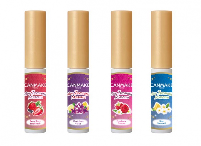 「カラーデコレーションマスカラ」（左から）01ベリーベリーストロベリー、02ミステリアスバイオレット、03フランボワーズプリンセス、04ブルーマーメイド／各550円（税抜き）画像提供：井田ラボラトリーズ
