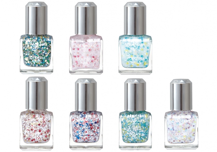 「カラフルネイルズ」（上段左から）No.86サンカーニバル、No.87ストロベリーミルク、No88ホッピングソーダ、（下段左から）No.89ゴールデンローズ（限定）、No.90ユニオンジャックブルー（限定）、No91サマーシャワー（限定）、No.92ミックスヨーグルト（限定）／各360円（税抜）／画像提供：井田ラボラトリーズ