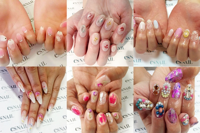 夏の“花柄ネイル”は透明感が大事！（画像提供：esNAIL）