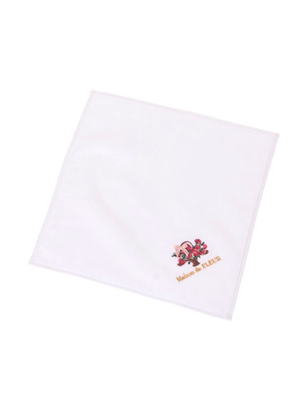 フラワーバスケット刺繍タオルハンカチ