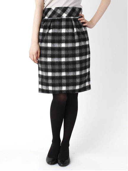 サスペンダー付チェックタイトスカート