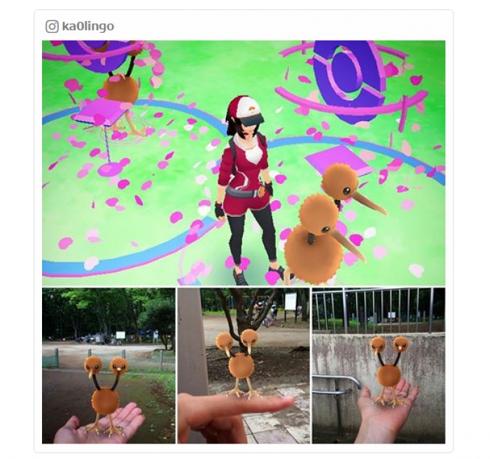 手に乗せてみたりツーショットを撮ってみたり／ka0lingoさんInstagramより