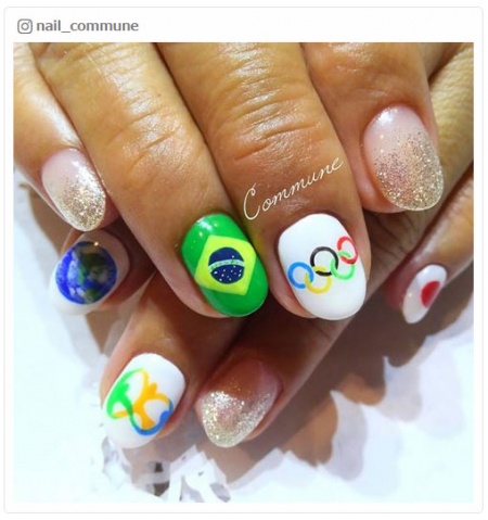 もうすぐオリンピック開幕。“オリンピックネイル”で頑張れニッポン！／nail_communeさんinstagramより