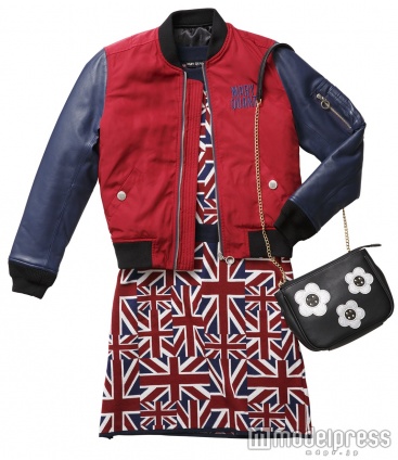 「ナイロンレザーMA-1ブルゾン」35,000円、「ユニオンジャックコラージュワンピース」19,000円、「シャイニーデイジーショルダー」11,000円（全て税抜）