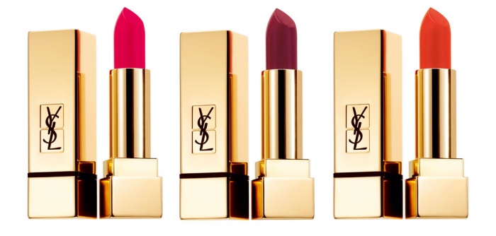 「ルージュ ピュールクチュール マット」（左から）No.211 デカデントピンク、No.212 アルタネティヴプラム、No.213 オレンジセヴンティーズ／画像提供：イヴ・サンローラン・ボーテ