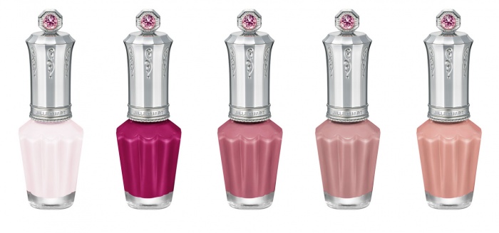 「ネイルラッカー R」／（左から）54 strawberry milk、55 cassis rouge、56 preserved flower、57 mauve greaige、58 maroon pink／画像提供：JILL STUART