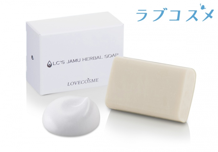 独自のハーブエキスを使った人気商品「ジャムウ・ハーバルソープ」