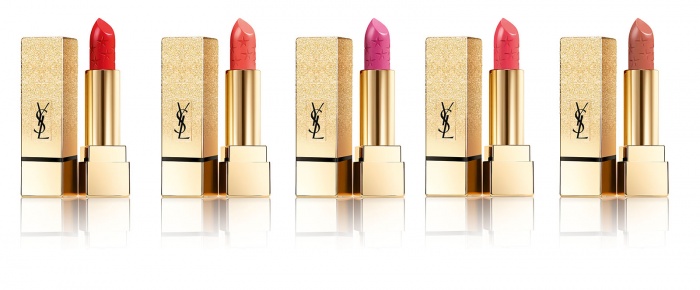 「ルージュ ピュールクチュール コレクター」／（左から）No.01 ルルージュ、No.13 ルオランジュ、No.19 ルフューシャ、No.70 ルニュ、No.52ルージュロゼ／各4,100円（税抜）／画像提供：イヴ・サンローラン・ボーテ