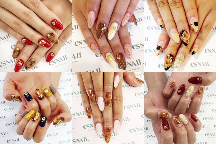 “べっ甲ネイル”の季節到来！今年はどのデザインにする？（画像提供：esNAIL）