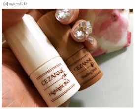 プチプラなのでハイライトとシャーディングのセット使いもおすすめ【セザンヌ ハイライトスティック / シェーディングスティック】/myk_ta1215さんのInstagramより