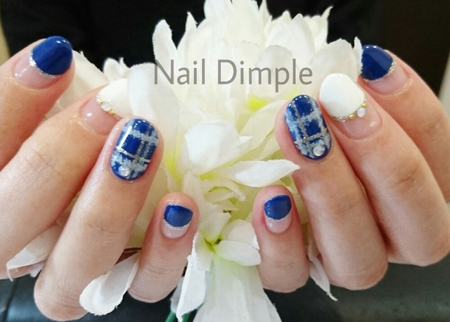 ホワイト×ブルーチェック