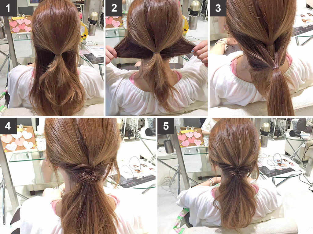 ポニーテール×くるりんぱのヘアアレンジ