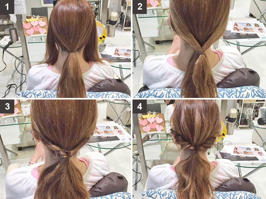 ポニーテール×ダブルくるりんぱのヘアアレンジ