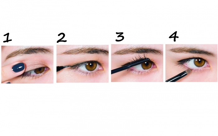 A.下まぶたシャドウ+目尻ラインで強めアイ／「mina特別編集 コンプレックスが消えるメイクの本。」（画像提供：主婦の友社）